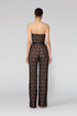 Heart Neck Striped Wide Leg Overall With Lace Detail